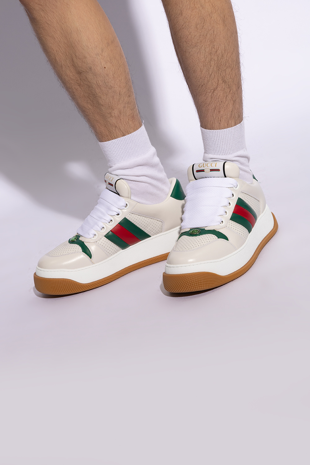 Leather platform sale sneaker gucci